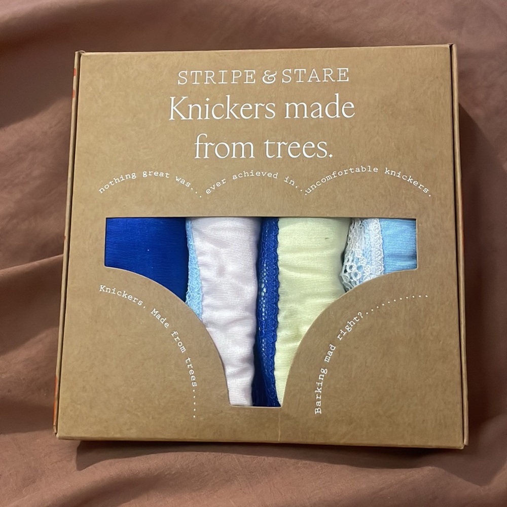 Stripe & Stare “Knickers made from trees” 4 pack sustainable tencel briefs NWT